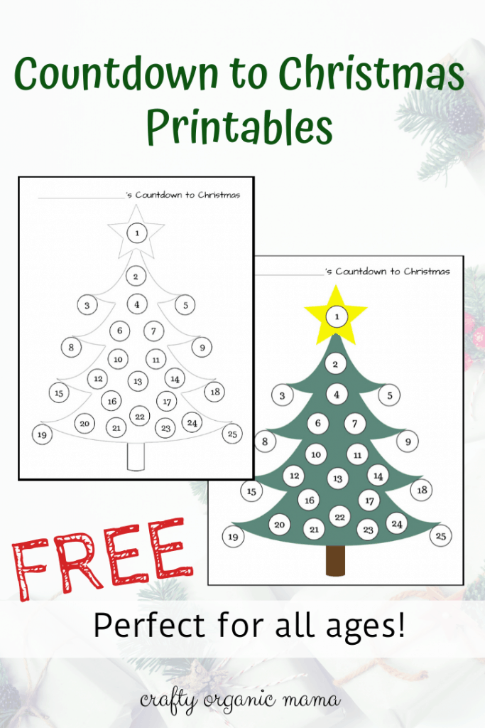 Free Countdown to Christmas coloring sheet for toddlers