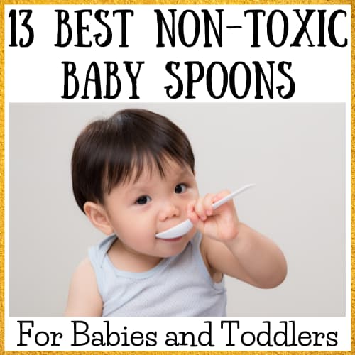 a toddler eating for a non-toxic spoon