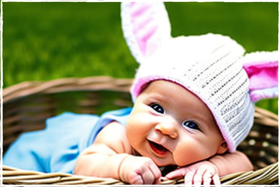 baby in a non-toxic easter basket