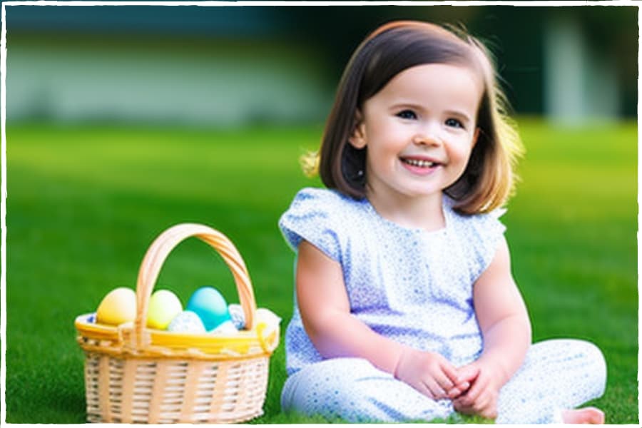 pre-schooler sitting with an eco-friendly easter basket